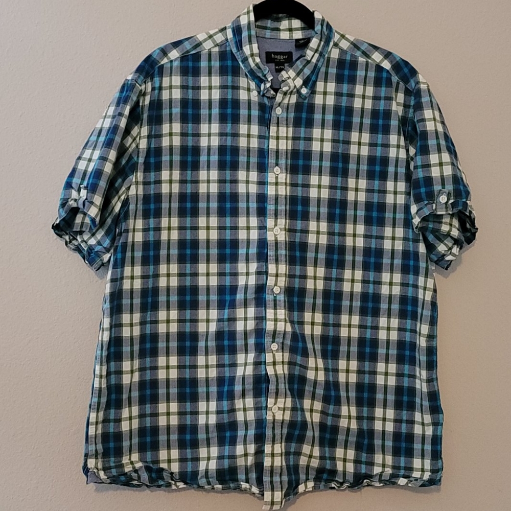 Blue plaid button down